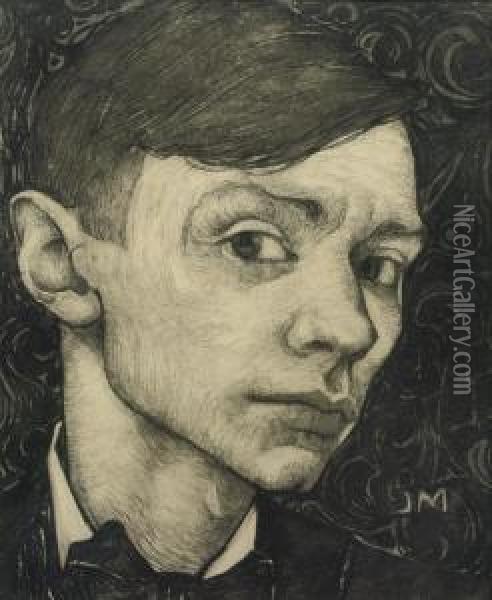 Self Portrait Oil Painting - Jan Mankes