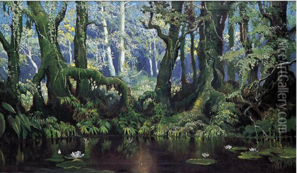 Forest Landscape Oil Painting - Surjosoebroto Abdullah