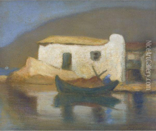 The House That He Dreams Of (hydra) Oil Painting - Michalis Economou