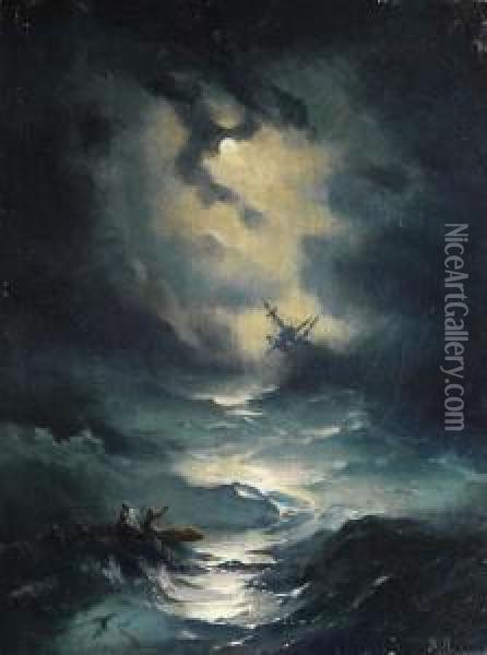 Schiff Mit Schiffbruchigen Im Sturm Oil Painting - Ivan Konstantinovich Aivazovsky