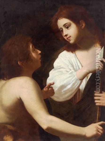 Der Jugendliche Christus Mit Dem Johannesknaben, Cristo Giovanile Col Giovannino Oil Painting - Giovanni Battista Caracciolo