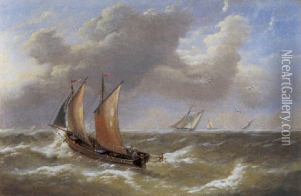 Marine Oil Painting - Louis Verboeckhoven the Younger