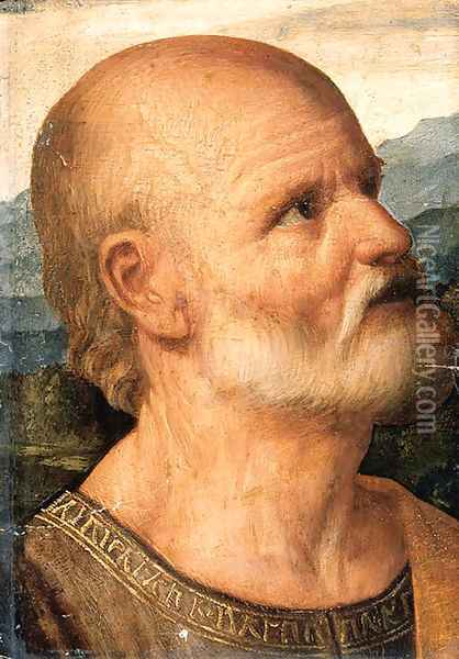 Head of a male Saint Oil Painting - Venetian School