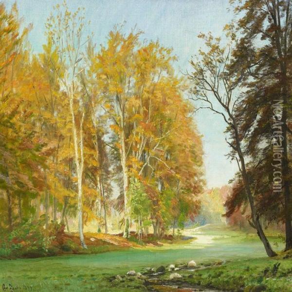 A Park Scenery Infall Oil Painting - Christian Zacho