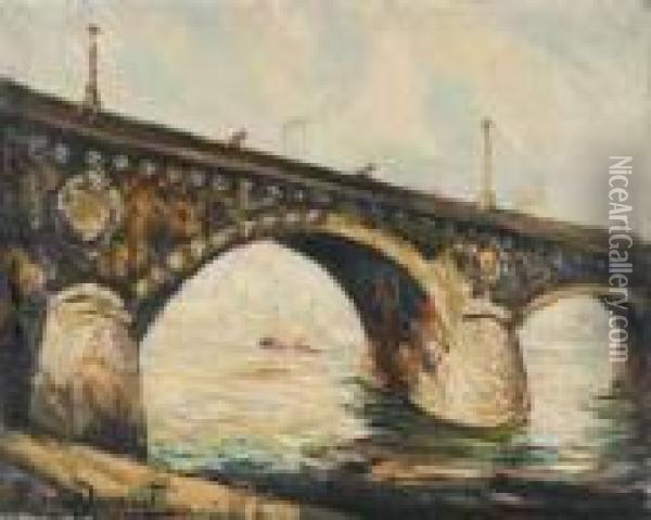 Le Pont De Bronze A Bordeaux Oil Painting - Pierre Dumont