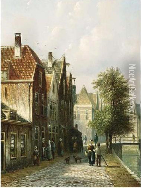 A View Of The Palmgracht Oil Painting - Johannes Franciscus Spohler