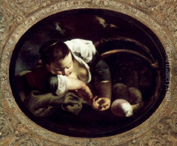 Schlafendes Madchen Mit Gemusekorb Oil Painting - Giovanni Battista Piazzetta