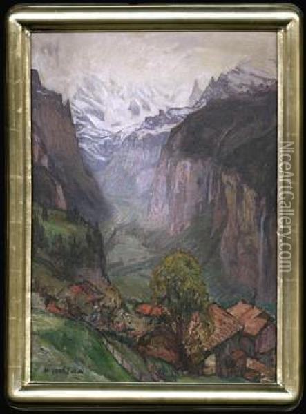 Swiss Alps Oil Painting - Hiroshi Yoshida
