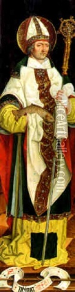 Der Hl. Ursus Als Bischof, In Der Rechten Hand Einen Fisch Haltend Oil Painting - Bartholome Zeitblom