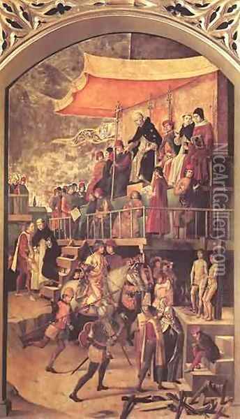 Burning Of The Heretics 1490 Oil Painting - P. Joos van Gent and Berruguete