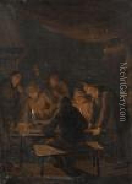 The Gambling Den Oil Painting - Adriaen Brouwer
