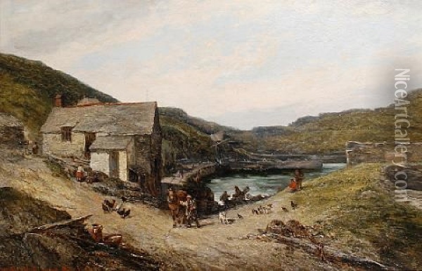 Boscastle Harbor, Cornwall Oil Painting - John Holland