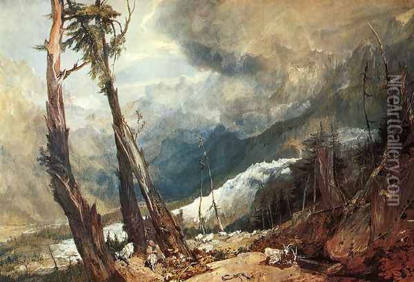 Glacier And Source Of The Arveron Going Up To The Mer De Glace Oil Painting - Joseph Mallord William Turner
