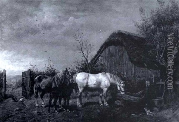 Farmyard Scene Oil Painting - Ludwig Benno Fay
