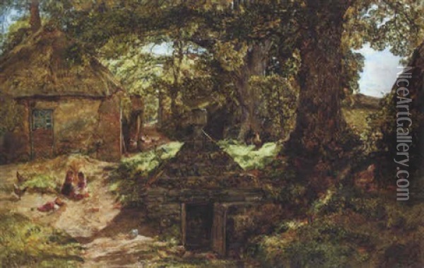 Queen Mary's Well, Barncluith Oil Painting - Alexander Fraser the Younger