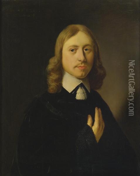 Portrait Of A Man In Black Oil Painting - Jan Jansz De Stomme