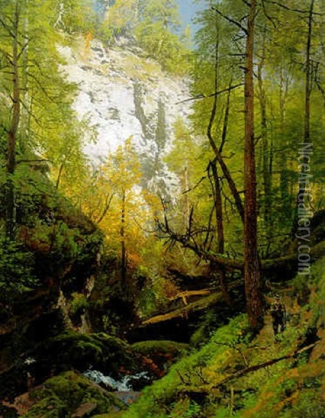 In The Woods Oil Painting - Hermann Herzog