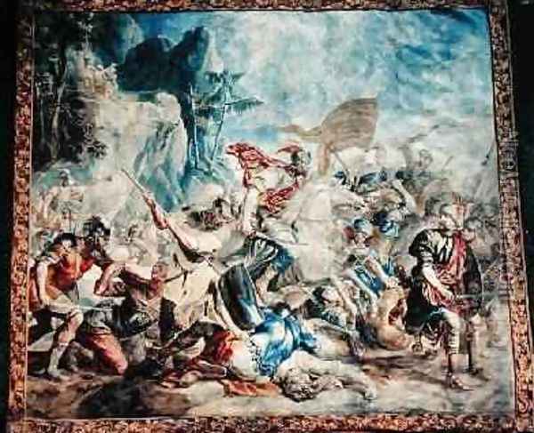 The Battle of the Israelites and Amelikites Oil Painting - Orley, Jan van