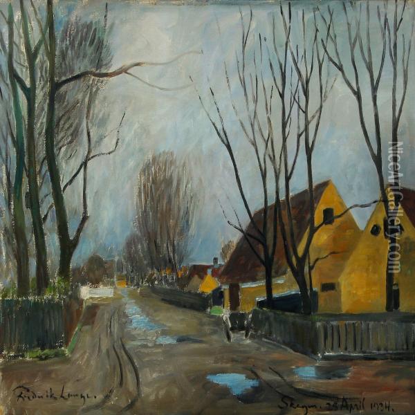 Street Scenery From Skagen Oil Painting - Frederik Lange