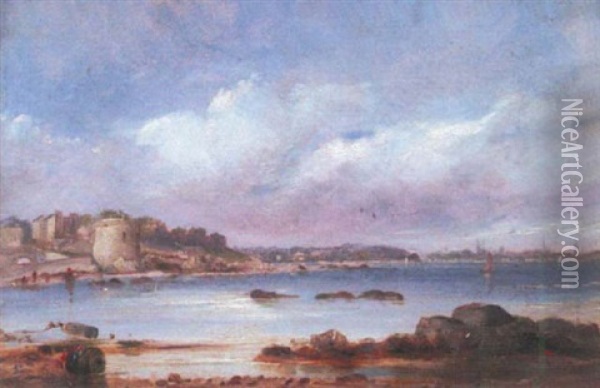 A Martello Tower By A Rocky Outcrop Oil Painting - Edwin Hayes
