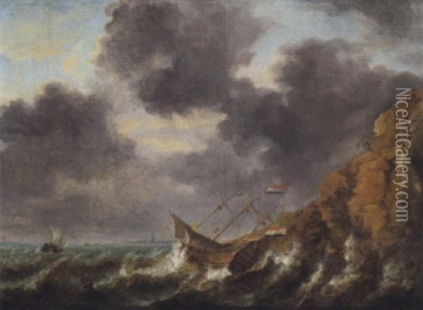 Schiffe Im Seesturm Vor Einer Felsenkuste Oil Painting - Jan Peeters the Elder