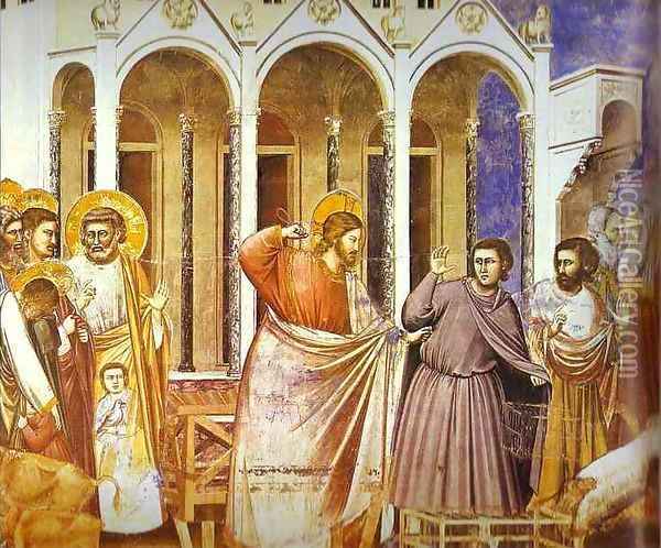 Christ Purging The Temple 1304-1306 Oil Painting - Giotto Di Bondone