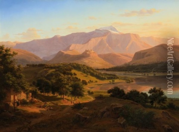 Italian Landscape Oil Painting - Eugen von Guerard