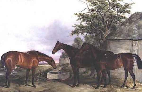 Hunters in a Landscape 1854 Oil Painting - William Snr Luker