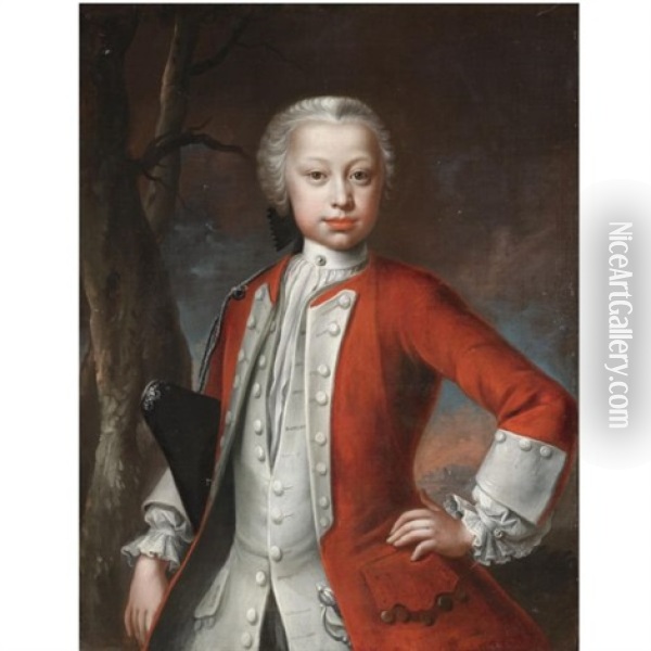 Portrait Of A Young Officer, Half Length, Wearing A Red Jacket Oil Painting - Martin (Martinus I) Mytens