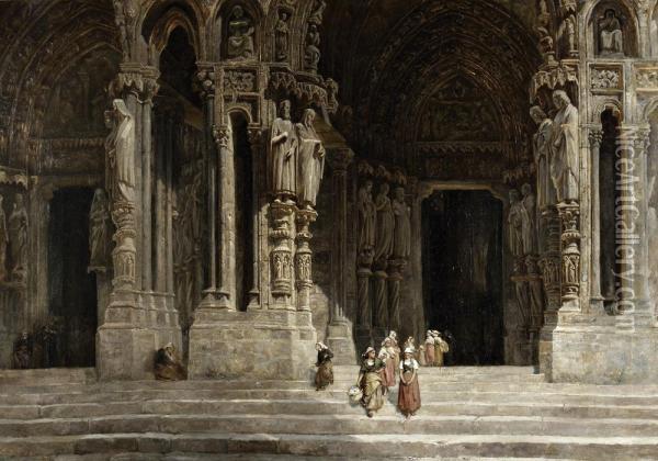 Catedral De Chartres - Portico Norte Oil Painting - Frank Holl