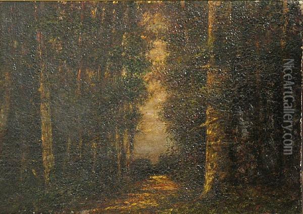 A Path Through A Forest Oil Painting - Narcisse-Virgile D Az De La Pena