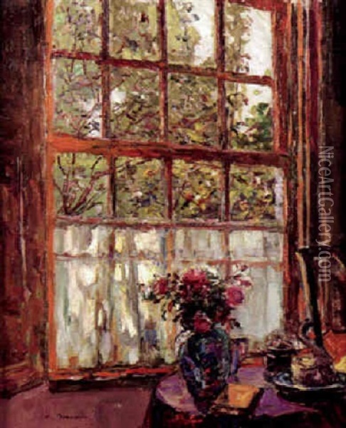 Inteieur Mit Blick Aus Dem Fenster Oil Painting - August Von Brandis