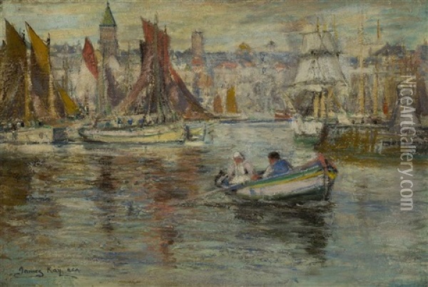 Leaving Harbour, Lamlash, Arran Oil Painting - James Kay