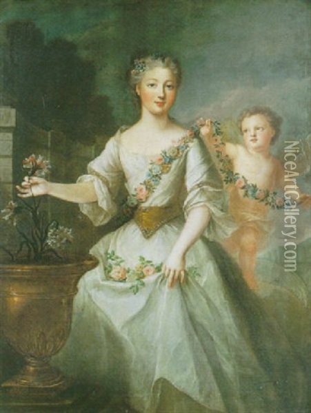 Portrait D'une Fille De Louis Xv Oil Painting - Jean Marc Nattier