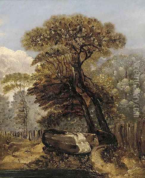 A wooded landscape Oil Painting - James Sillett