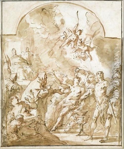 The Martyrdom Of Sts Felix And Fortunatus Oil Painting - Gaspare Diziani