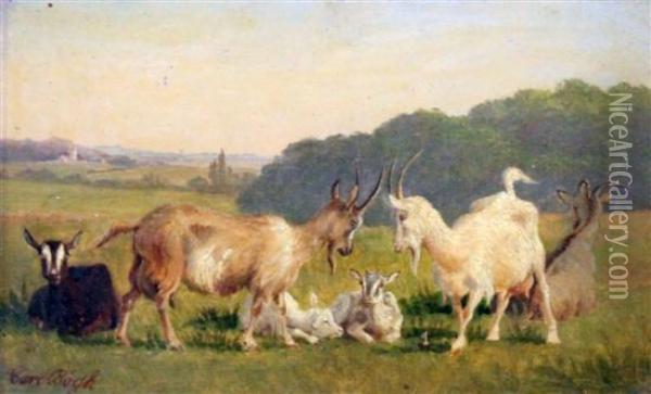 Goats In A Landscape Oil Painting - Carl Henrik Bogh