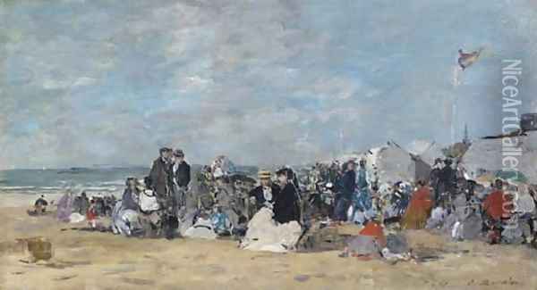 Scene de plage à Trouville 2 Oil Painting - Eugene Boudin