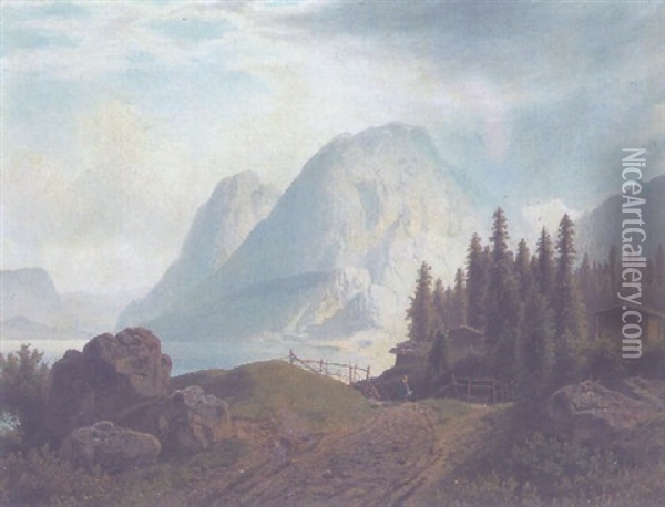 Gebirgslandschaft Oil Painting - Theodor (Wilhelm T.) Nocken
