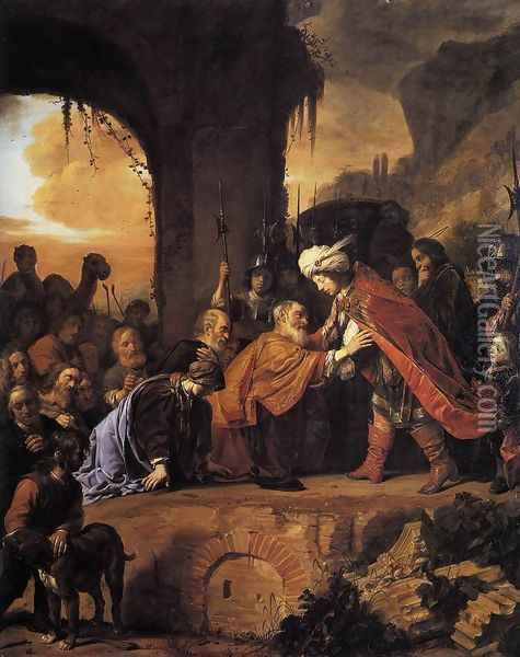 Joseph Receives His Father and Brothers in Egypt 1655 Oil Painting - Salomon de Bray