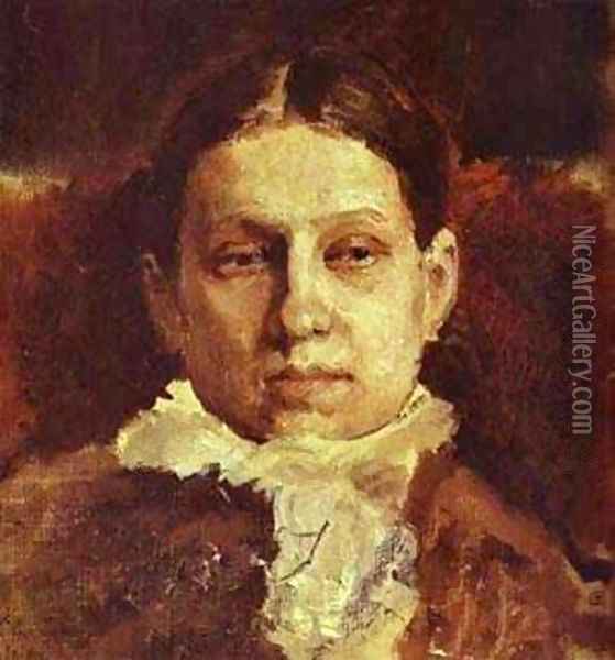 Portrait Of Vera Repina 1881 Oil Painting - Valentin Aleksandrovich Serov