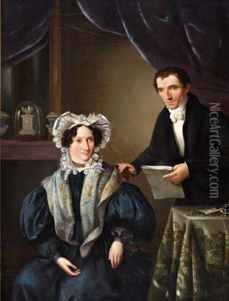 Portret Van Oom Karel En Tante Frans Sala-knage Oil Painting - Ezechiel Davidson