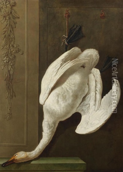 A Still Life Of A Swan Oil Painting - Jacques Charles Oudry