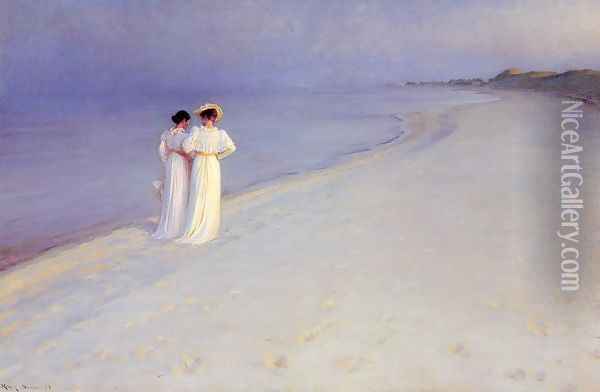 Tade de verano en la playa Oil Painting - Peder Severin Kroyer