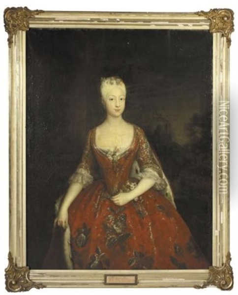 Portrait Of Princess Philippine Charlotte Of Prussia, Later Wife Of Duke Karl I Of Brunswick Oil Painting - Antoine Pesne