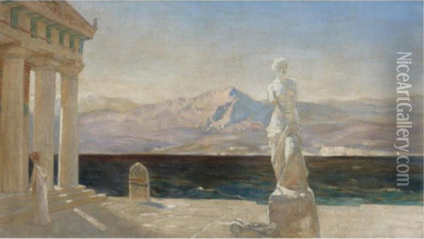 Classical Landscape, A Design For The Opera Prizraki Elladyi (ghosts Of Hellas) Oil Painting - Vasily Polenov