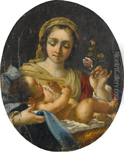 The Madonna Of The Rose Oil Painting - Aubin Vouet