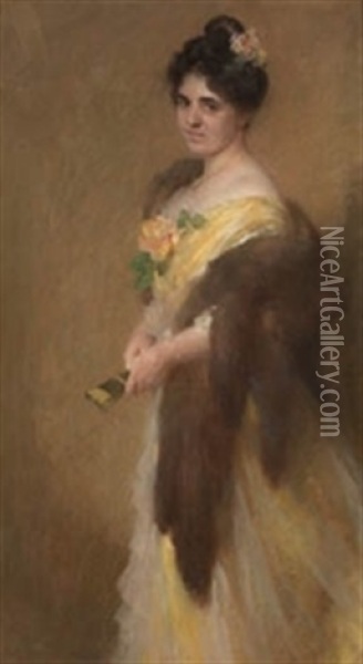 Retrato De Dama Con Abanico Oil Painting - Gonzalo Bilbao Martinez