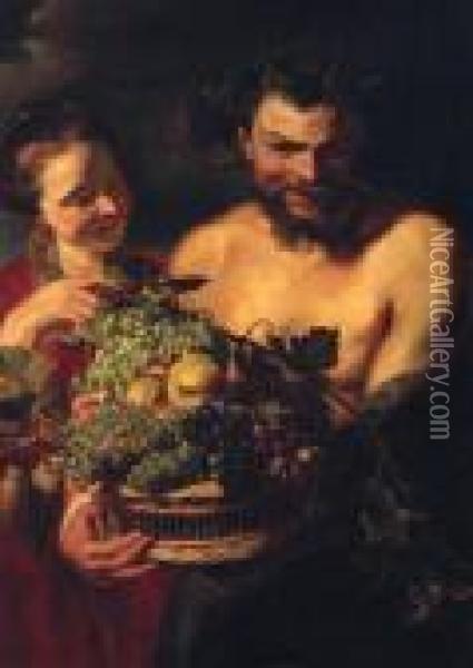 A Satyr And Baccante Oil Painting - Peter Paul Rubens