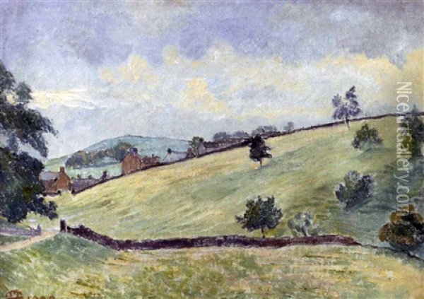 Bradford Dale, Youlgreave, Grey Oil Painting - Lucien Pissarro
